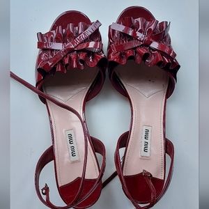 Miu Miu burgundy sandals with embellished heel (Size 40)